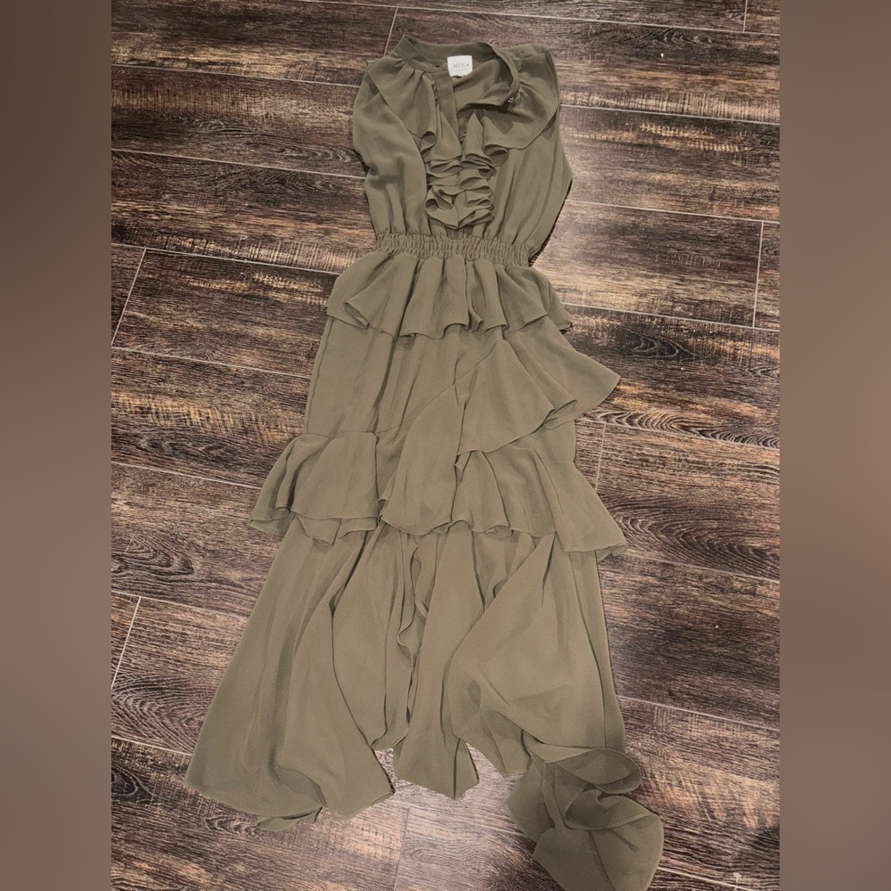 MISA Los Angeles Julez Dress in Olive Green, size XS